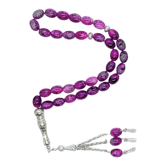 Purple Glass Tesbih Beads - Picture 1 of 3